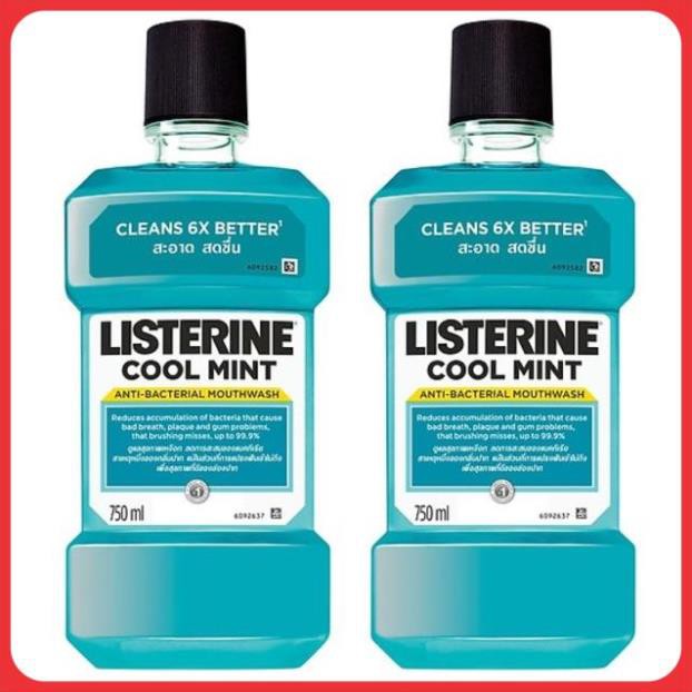 Combo 2 Nước Súc Miệng Hương Bạc Hà Listerine Cool Mint (750ml/Chai)