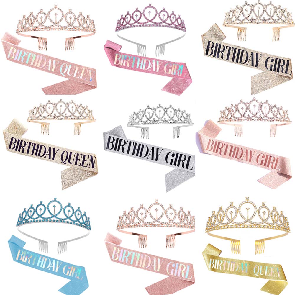 Set dải đeo thắt lưng và vương miện công chúa cho bé gái