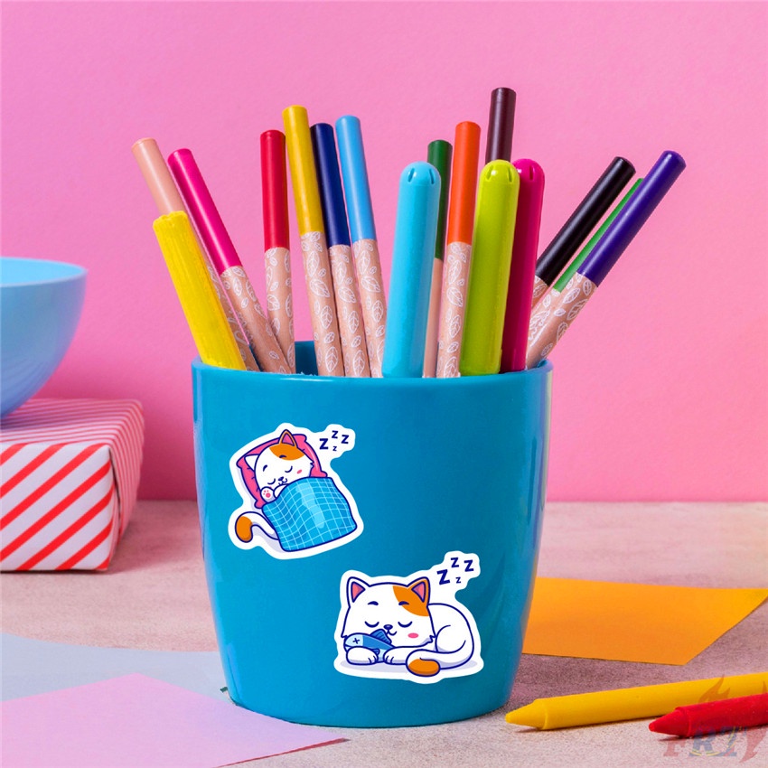 ❉ Nhãn Dán Mini Series 01 Hình Mèo Con Đáng Yêu ❉ Bộ 50 Sticker Họa Tiết Doodle Hợp Thời Trang