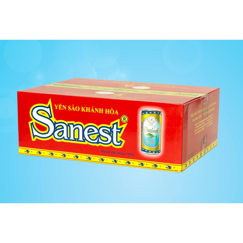 Nước Yến Sào Khánh Hòa Sanest 🍓CAO CẤP🍓 Lon 190Ml, Thùng 30 Lon - 001T30