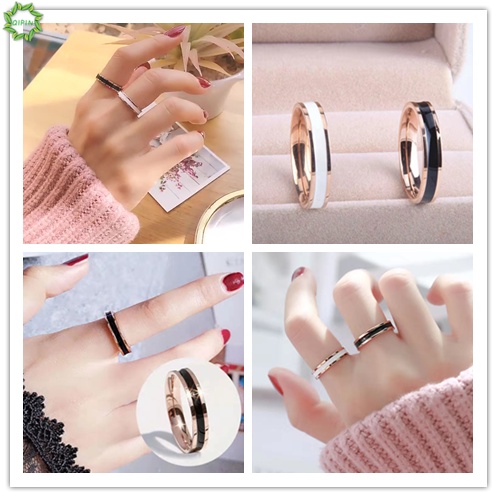 Nhẫn thép không gỉ màu nhiều màu sắc phong cách retro Hàn Quốc