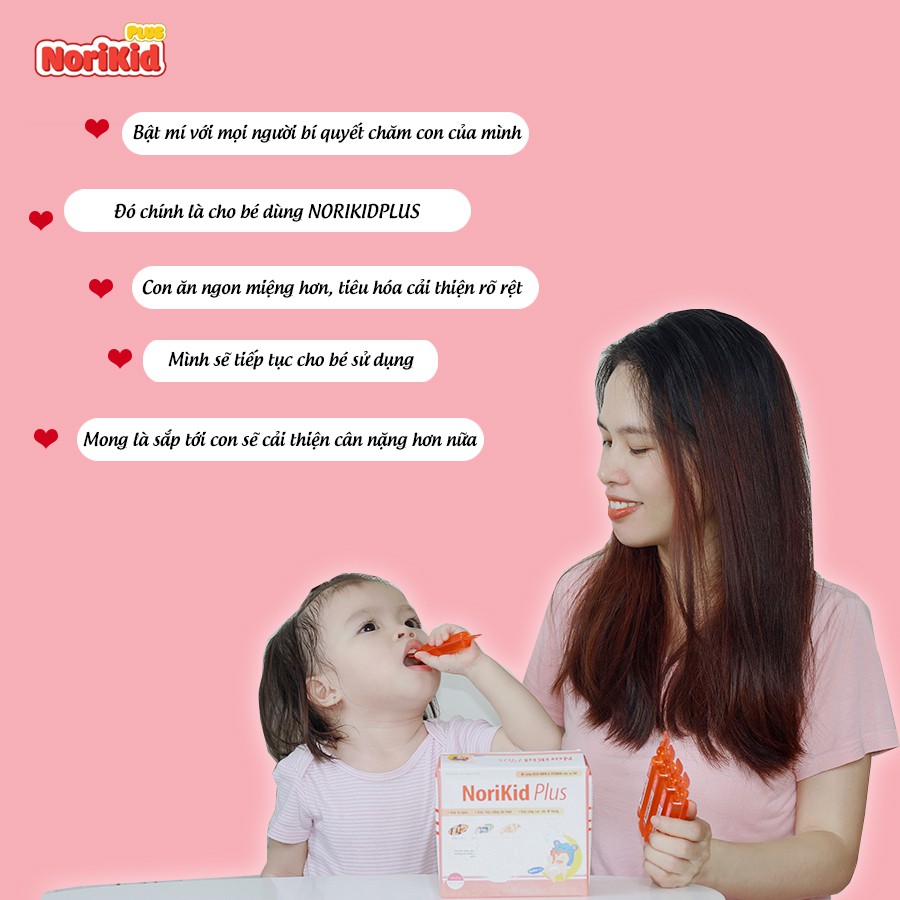 Siro Norikid Plus Hộp 20 ống - Giúp bé ăn ngon, tăng cường hấp thu và miễn dịch, ngăn ngừa táo bón