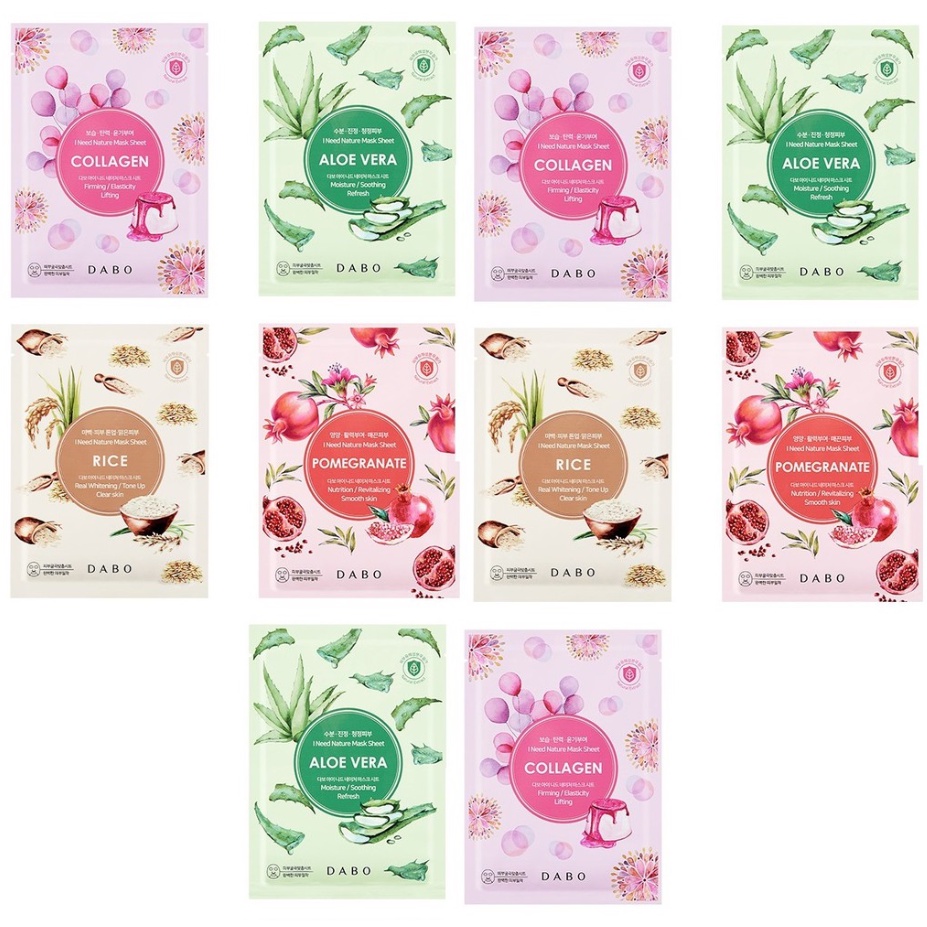 Mặt Nạ Trắng Da, Xóa Xạm Nám Da DABO I NEED NATURE 23ml/gói- Hàng Chính Hãng