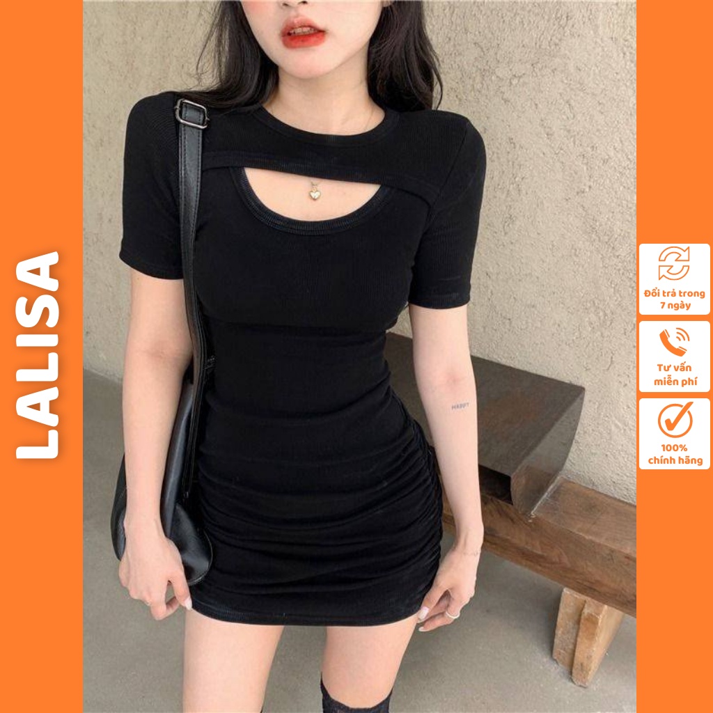 Đầm Body Sexy LALISA Dự Tiệc Sang Trọng Đẹp Thiết Kế Hàn Quốc Dáng Ôm Khoét Ngực Đi Chơi, Đi Dạo Phố VDE012