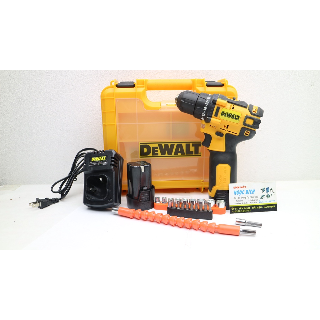 Máy Khoan Pin Dewalta 18v Không chổi than Đầu 10mm đủ phụ kiện