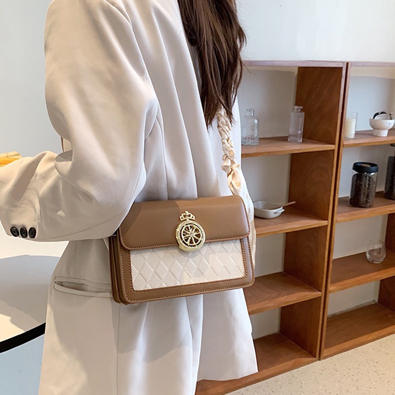 Túi Đeo Vai Hình Vuông Cỡ Nhỏ Màu Sắc Tương Phản Phong Cách Cổ Điển Thời Trang Cho Nữ
