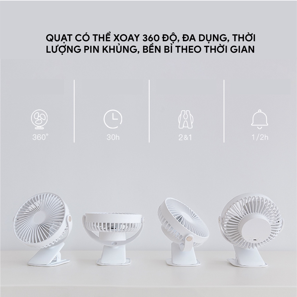 Quạt Kẹp Bàn Mini Cao Cấp [Deal Hot] Xoay 360 độ, Thích hợp cho dân Văn Phòng, Kẹp chắc chắn – Siêu Mát