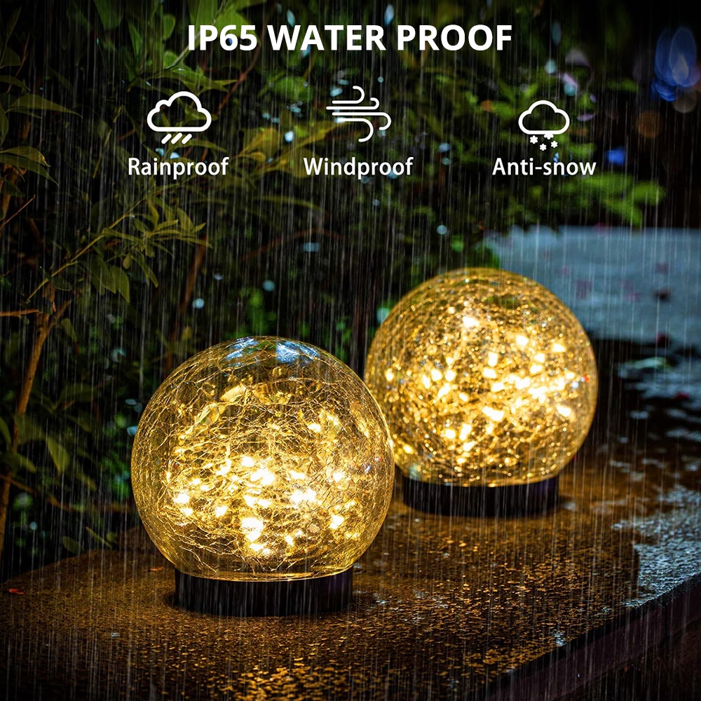 Đèn LED Năng Lượng Mặt Trời Chống Nước Hình Quả Cầu Cho Trang Trí Sân Vườn Ngoài Trời