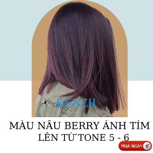 Thuốc nhuộm tóc màu NÂU BERRY lên từ tone 5 - 6 ( Tặng oxi ) KENZII - Thuốc nhuộm tóc nâu