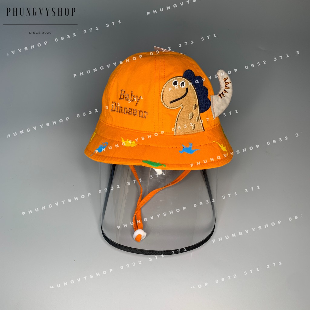 [Bé &lt;20 tháng/vđ 48cm] Mũ chống giọt bắn, nón cản bụi BABY DINOSAUR