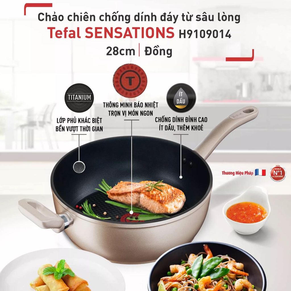 Nồi chảo nhôm chống dính đáy từ Tefal Sensations báo nhiệt thông minh - HAPOS