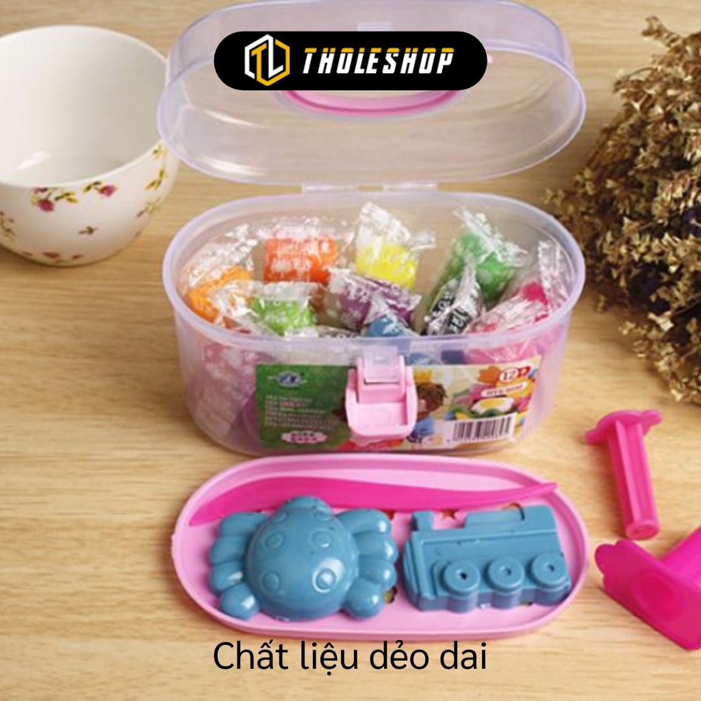 Đất Nặn - Hộp Đồ Chơi Đất Sét 12 Màu Có Khuôn Cho Bé Sáng Tạo, Chất Liệu An Toàn 5969