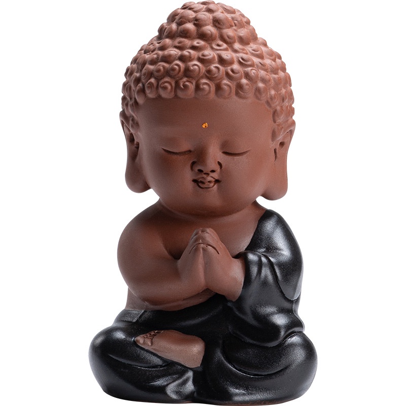 Tượng Như lai mini áo đen bằng gốm tử cao cấp, tượng phật nhỏ trang trí, phong thủy