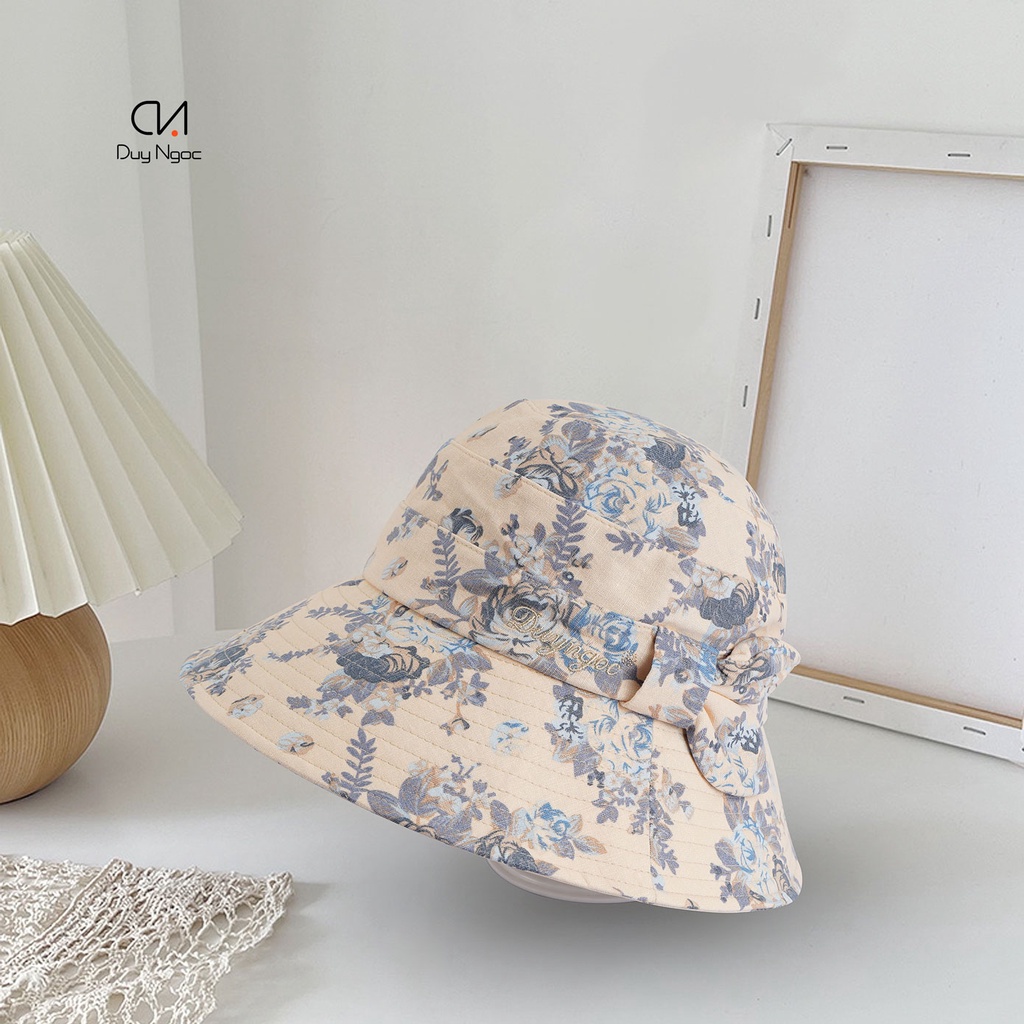 Nón Mũ Rộng Vành Nữ Hoa Nơ 2 Lá DUY NGỌC Cao Cấp, chống nắng thời trang,  vành mềm xếp gọn tiện lợi (1540)