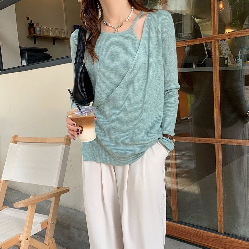 Áo Len Tay Dài Màu Trơn Phong Cách Hàn Quốc Thời Trang Cho Nữ