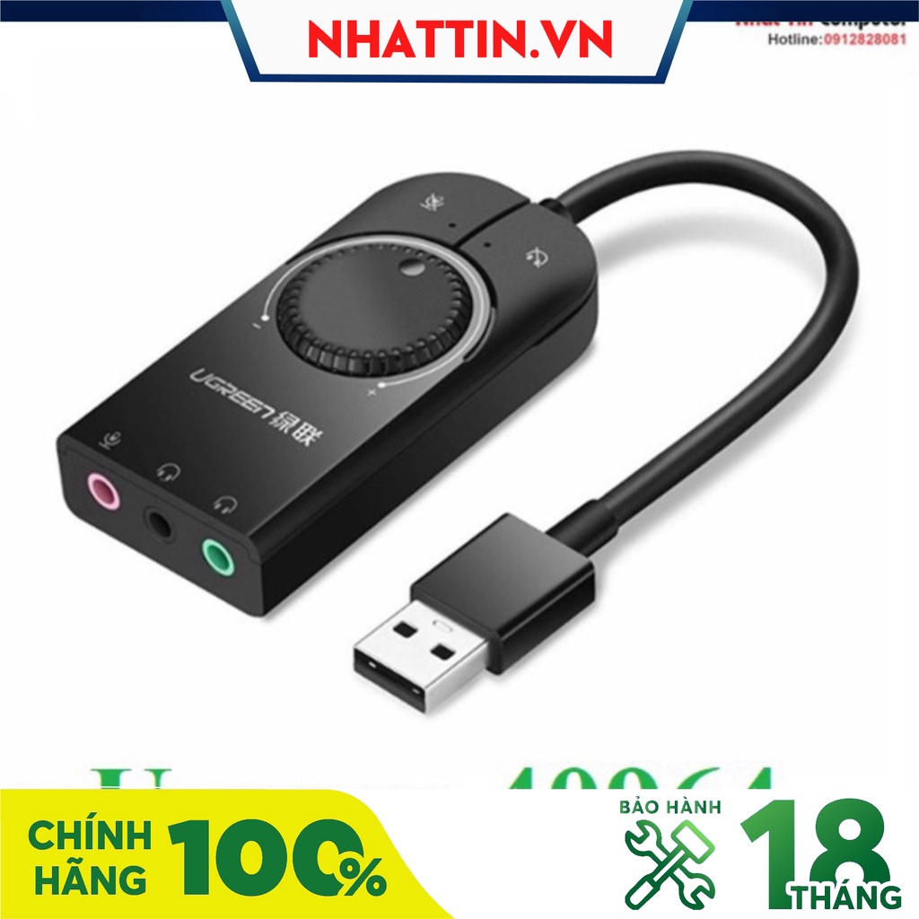 Card Sound USB 2.0 có điều khiển volume hỗ trợ Mic&Loa chính hãng Ugreen 40964 cao cấp - Phân Phối Chính Hãng