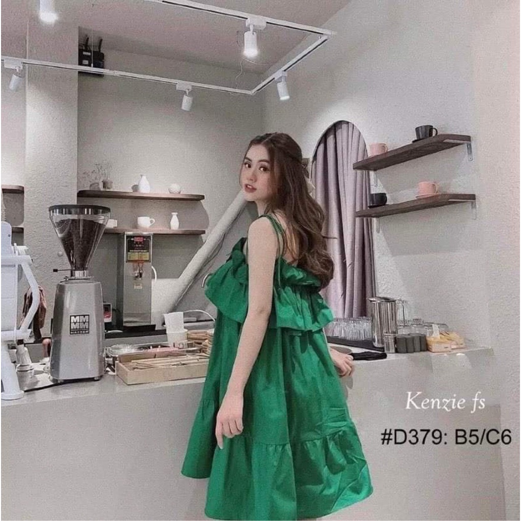 Váy maxi đi biển bèo ngực buộc dây đuôi cá dáng dài hở lưng xinh xắn - Đầm maxi 2 dây chất đũi mát xanh hồng dạo biển