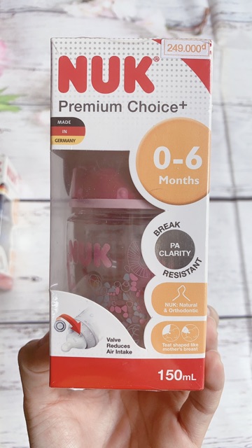 Bình sữa NUK Premium Choice+ nhựa PA 150ml núm ti S1 - M