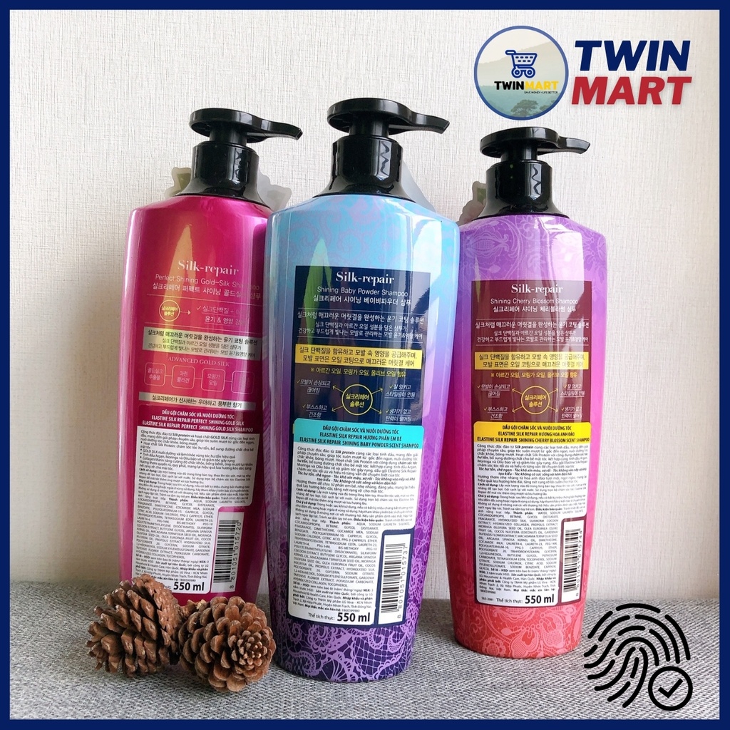 Dầu gội chăm sóc và nuôi dưỡng tóc Elastine Silk Repair Perfect Shining 550ml nhập Hàn Quốc