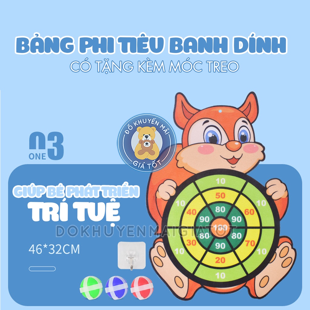 Trò chơi ném bóng phi tiêu treo tường, bóng ném dính hình con vật vui nhộn cho bé chơi trong nhà - đồ khuyến mãi giá tốt