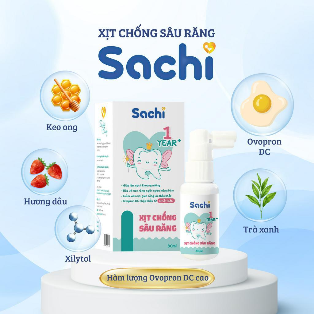 Xịt Chống Sâu Răng Cho Bé SACHI Ngăn Ngừa Mảng Bám Giảm Hôi Miệng, Mang Lại Hơi Thở Thơm Mát Chai 30ml