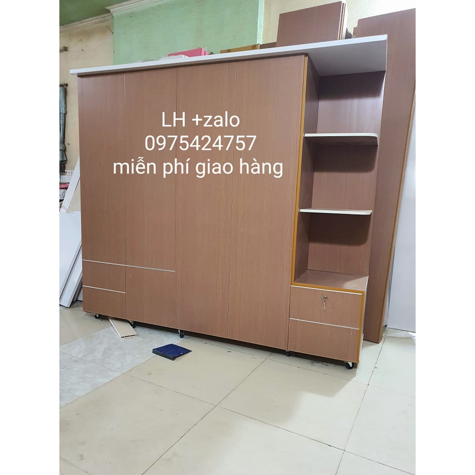 tủ nhựa đài loan 4 cánh 1 kệ ngang 2m05 cao 1m80 sâu 47