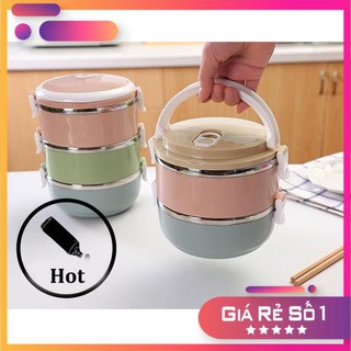 HỘP ĐỰNG CƠM GIỮ NHIỆT 2 TẦNG GIỮ NHIỆT I CAMEN RUỘT INOX 2 TẦNG