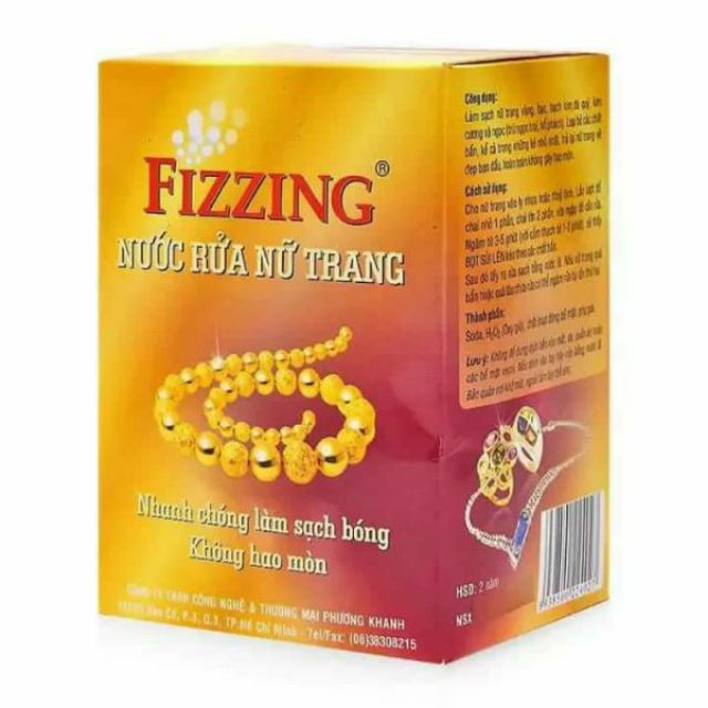 Combo 3 hộp nước rửa nữ trang Fizzing làm sạch nữ trang vàng bạc 35ml