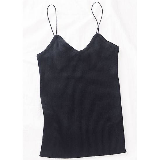 Áo 2 Dây Cotton Dáng Dài - Đen