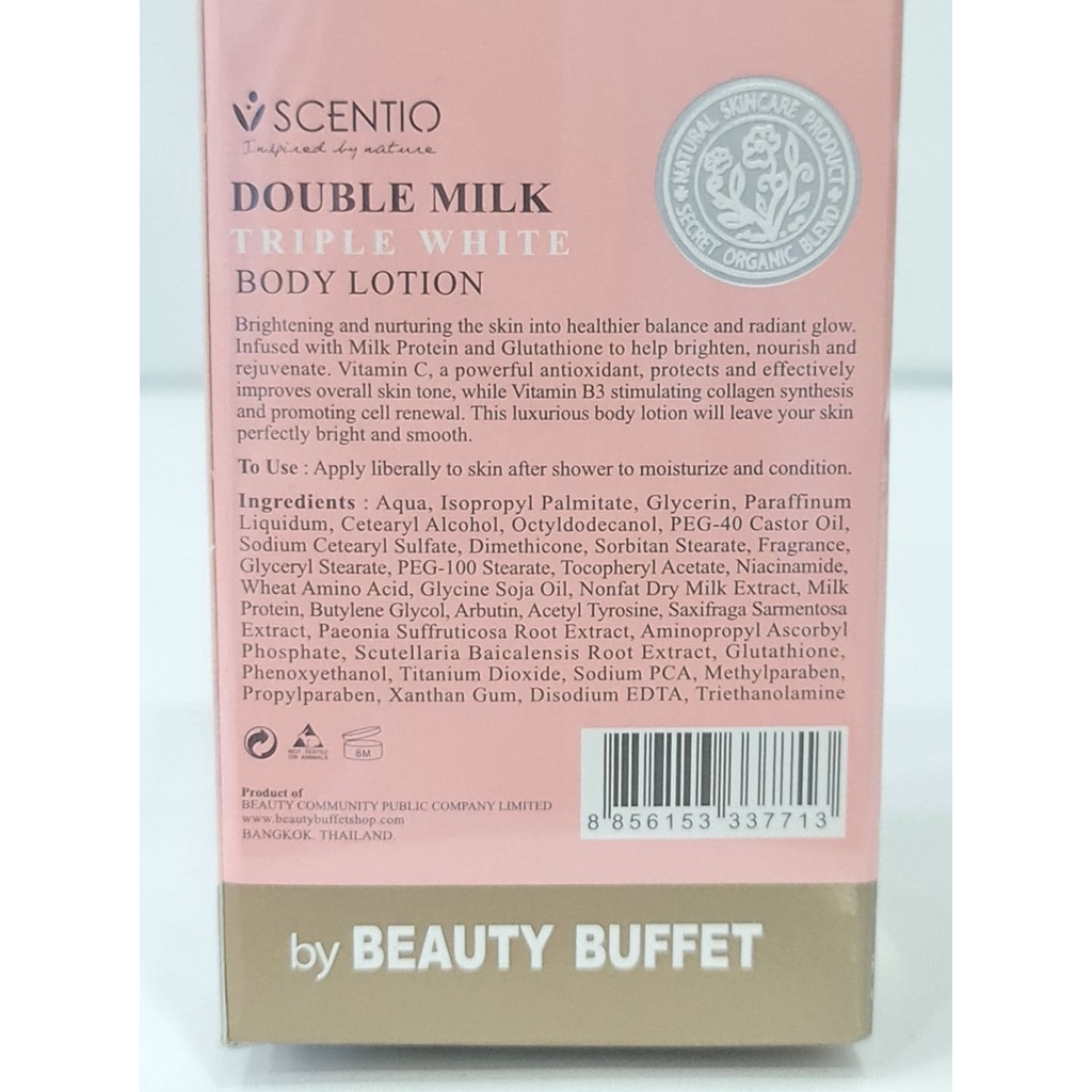 Sữa Dưỡng Thể Bò Dưỡng Trắng Beauty Buffet Scentio Double Milk Triple White 250ml Thái Lan