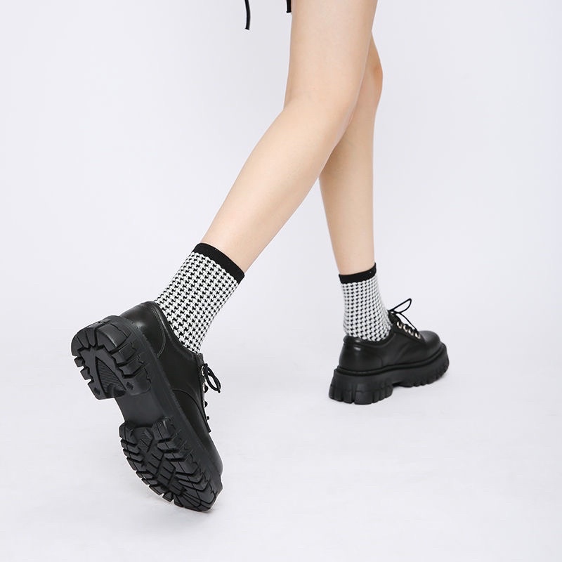 Dealias shoes Giày da nữ đi học đế cao buộc dây phong cách Nhật Bản