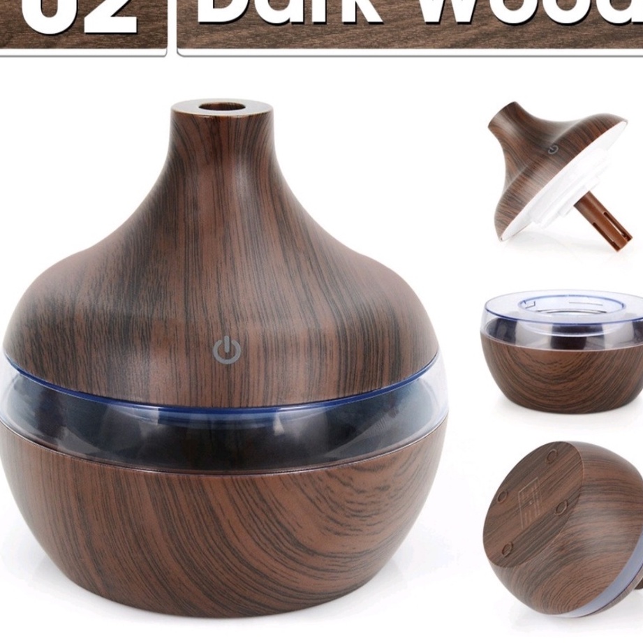 Máy khuếch tán tinh dầu, MKT1801 Cổ Cao vân gỗ, dung tích 350ML, đèn led 7 màu, bảo hành 6 tháng