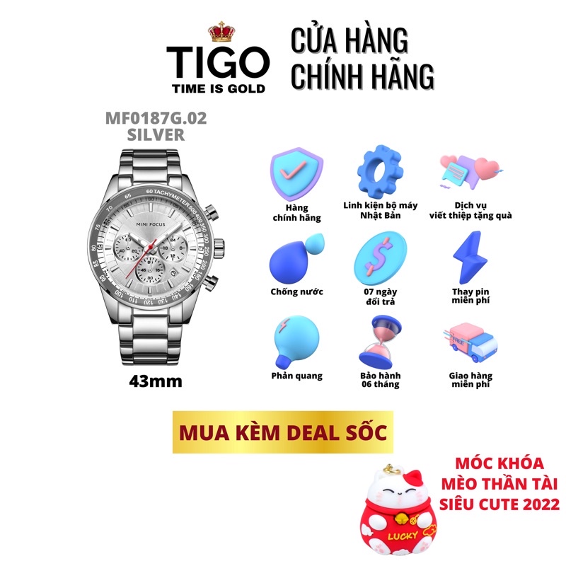 Đồng hồ nam MINI FOCUS MF0187G.02 dây thép viền thép không gỉ màu bạc 3 kim hàng chính hãng cao cấp Nhật Bản | BigBuy360 - bigbuy360.vn