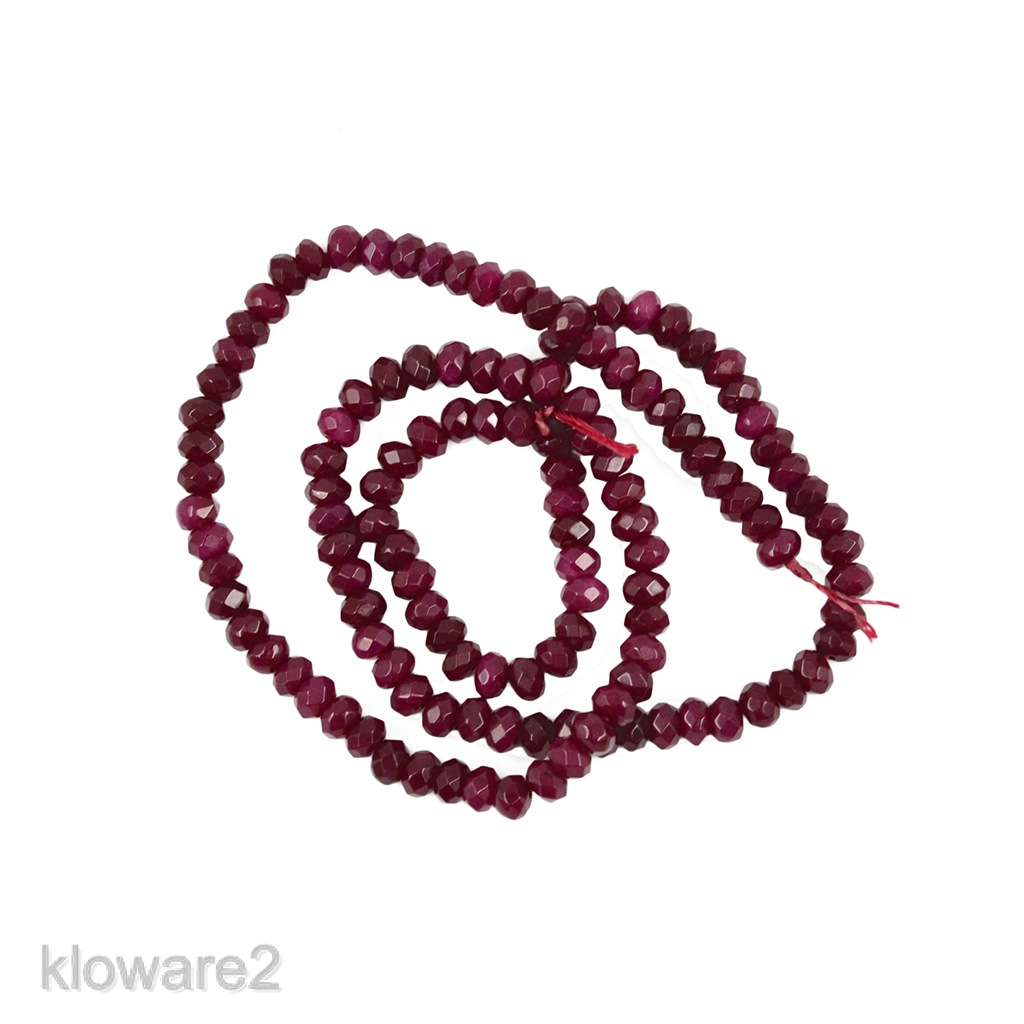 2 x 4 mm Natural Faceted Ruby Red Jade Rondelle Loose Bead Strand 15''