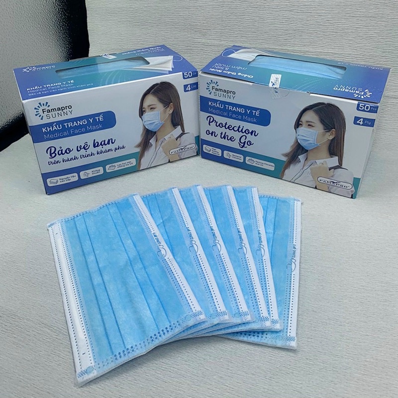 Khẩu trang y tế kháng khuẩn 4 lớp Famapro Sunny