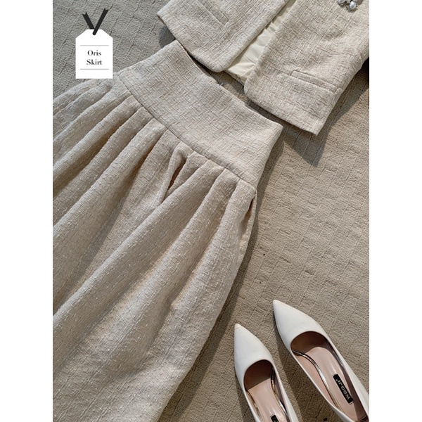Chân váy dài midi tweed H.I.U ROOM, Oris skirt tweed hàn cao cấp dáng bồng H.I.U design 2021. | BigBuy360 - bigbuy360.vn