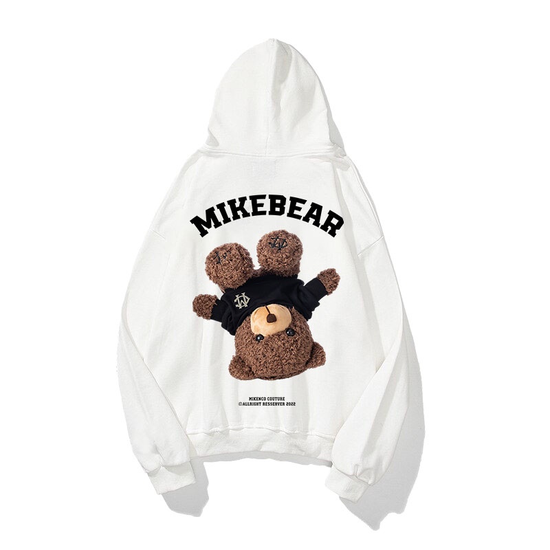 Áo Hoodie MIKEBEAR Nỉ Bông Dày Dặn Cực Ấm Mũ 2 Lớp To Dày Đen/Trắng Hoodie MLB NY