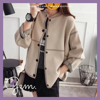 Áo khoác len sợi dệt Thu Đông