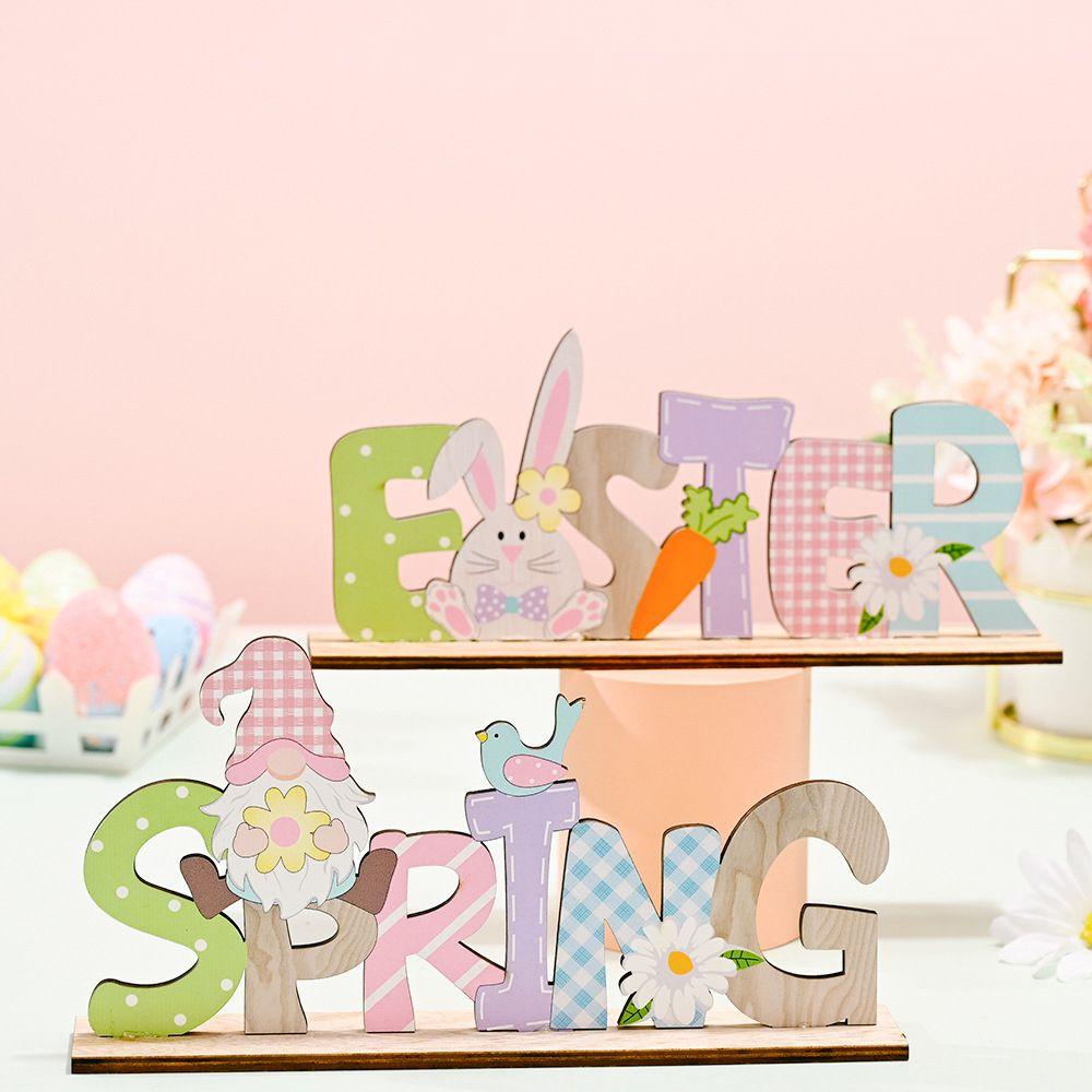 Chữ Gỗ Hình Thỏ Và Chữ Happy Easter Độc Đáo Trang Trí Nhà Cửa DIY