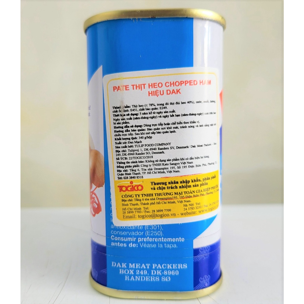 [Hộp vuông 340g [XANH BIỂN] PA TÊ THỊT HEO BĂM NHỎ [Denmark] DAK Chopped Ham (tgc-hk)
