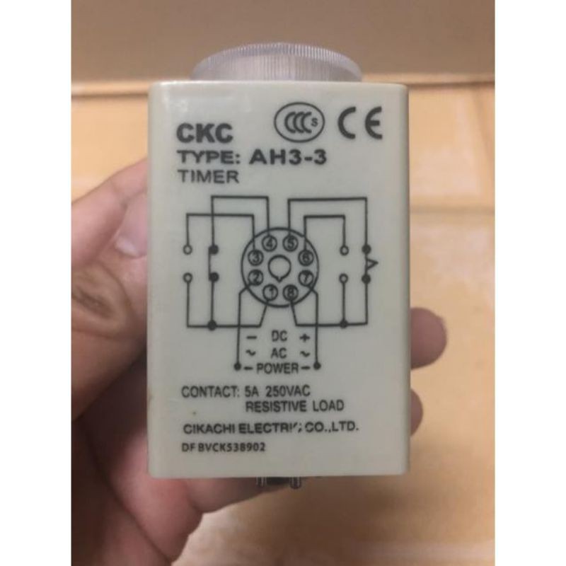 Timer CKC AH3-3 KÈM ĐẾ TRÒN ĐA NĂNG 8 CHÂN , Rơle thời gian CkC AH3-3. 10S 30S 60S 10M 30M 60M