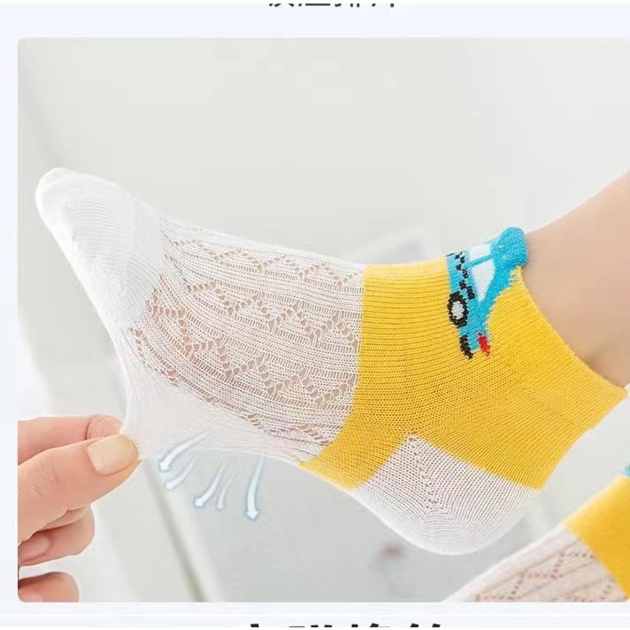 Vớ Cotton Mỏng Phối Lưới Hình Gấu Thời Trang Xuân Thu Cho Bé