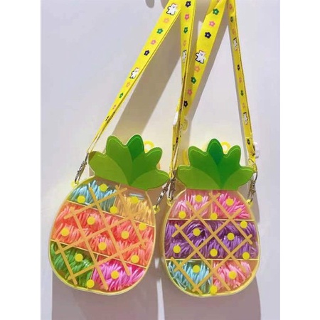 Túi Đeo Chéo Dâu Dứa Đựng Thun Bảy Sắc Cầu Vồng Cute ERASHOP 079641 - Thun Co Giãn, Nhiều Màu, Rẻ Đẹp