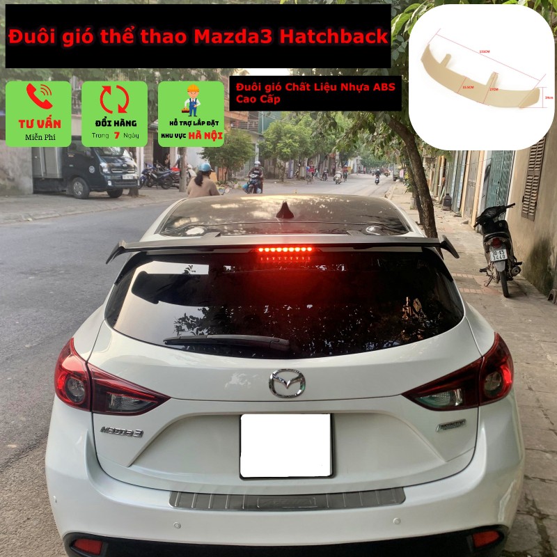 Đuôi Gió Thể Thao Mazda3 , 2,  Hatchback , Một Đầu ,  Cộc, Chất Liệu Nhựa ABS Cao Cấp Lắp Được Cho Tất Cả Các Đời