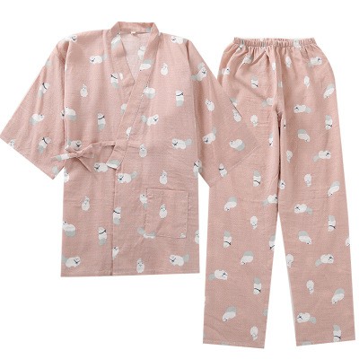 Bộ Đồ Ngủ Vải Cotton Mỏng Kiểu Kimono Nhật Bản Cá Tính Cho Các Cặp Đôi