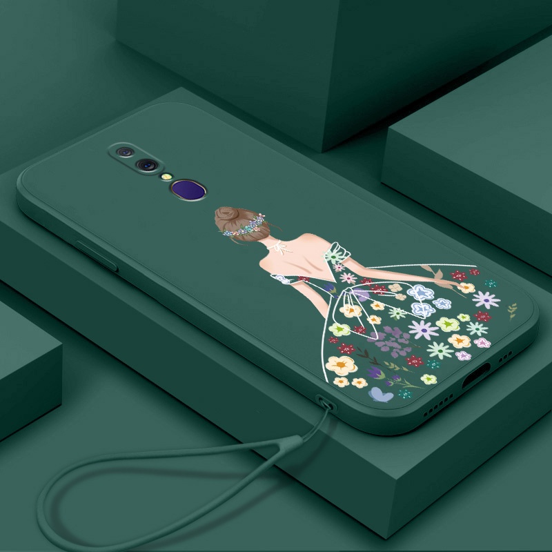 Ốp Điện Thoại TPU Silicon Mềm Họa Tiết Hoa Xinh Xắn Có Dây Đeo Cho oppo f11 pro f11 f9 f7 f5