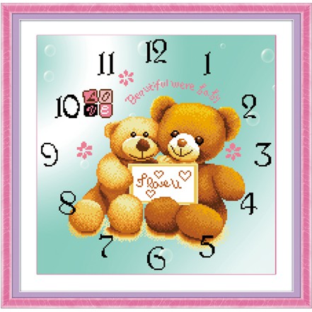 TRANH ĐÍNH ĐÁ ABC 3D ĐỒNG HỒ I Love You 1595 , H604 (TRANH TỰ ĐÍNH) KT:53X53CM