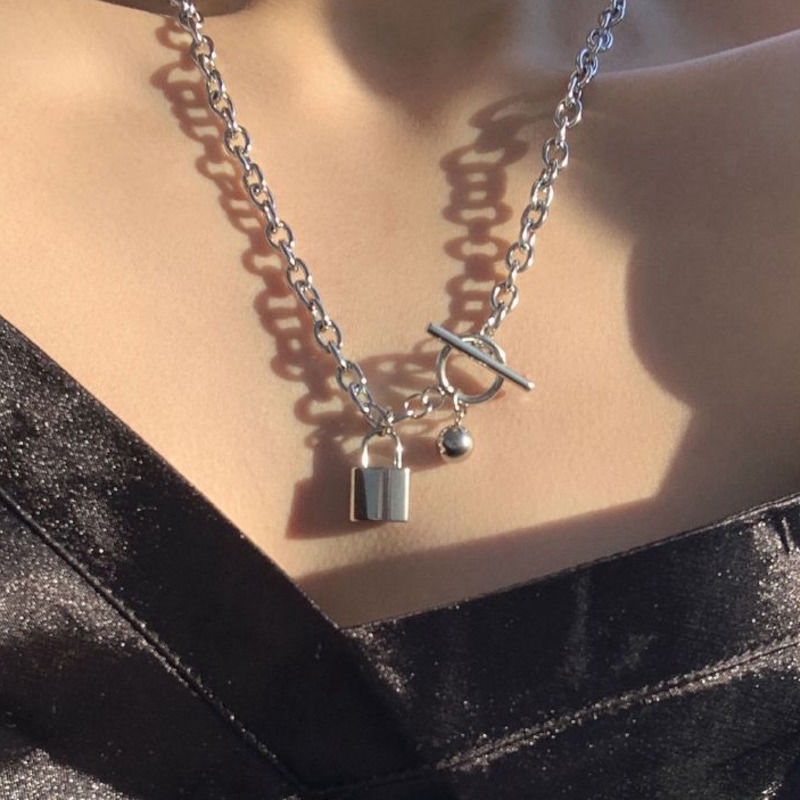 Dây chuyền trang trí mặt hình ổ khóa độc đáo cá tính phong cách Hip Hop