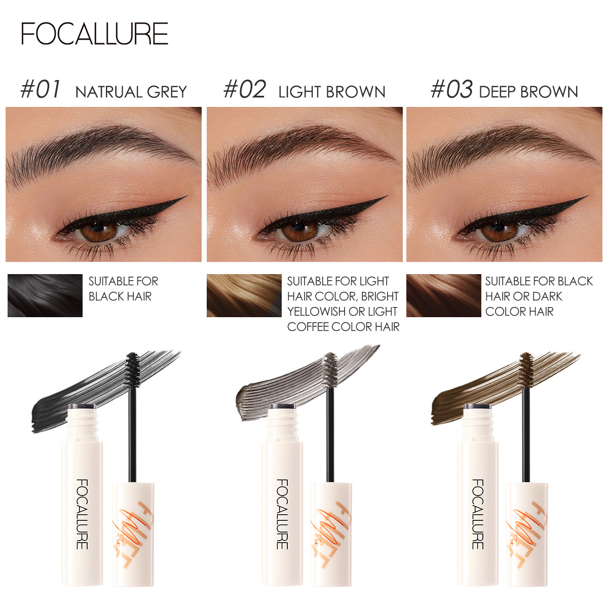 (Hàng Mới Về) Gel Trang Điểm Lông Mày Focallure Chống Nước Lâu Trôi Tự Nhiên | BigBuy360 - bigbuy360.vn