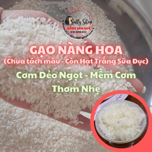 1kg Gạo Thơm Nàng Hoa Chưa Tách Màu, Gạo Còn Hạt Trắng Sữa Đục – Cơm Dẻo Thơm Mềm Cơm Ngọt Vị - Nông Sản Quê Sally Shop